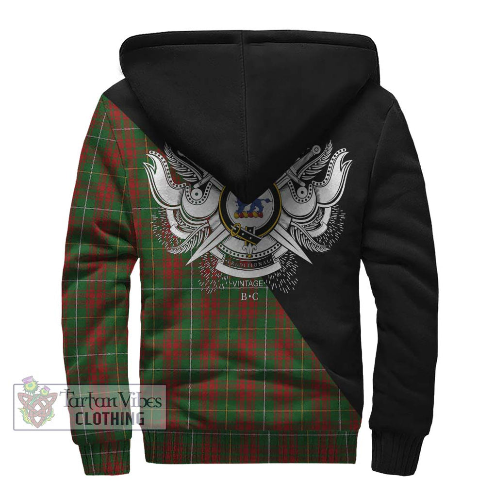 Bruce Hunting Tartan Sherpa Hoodie with Family Crest and Military Logo Style - Tartanvibesclothing Shop