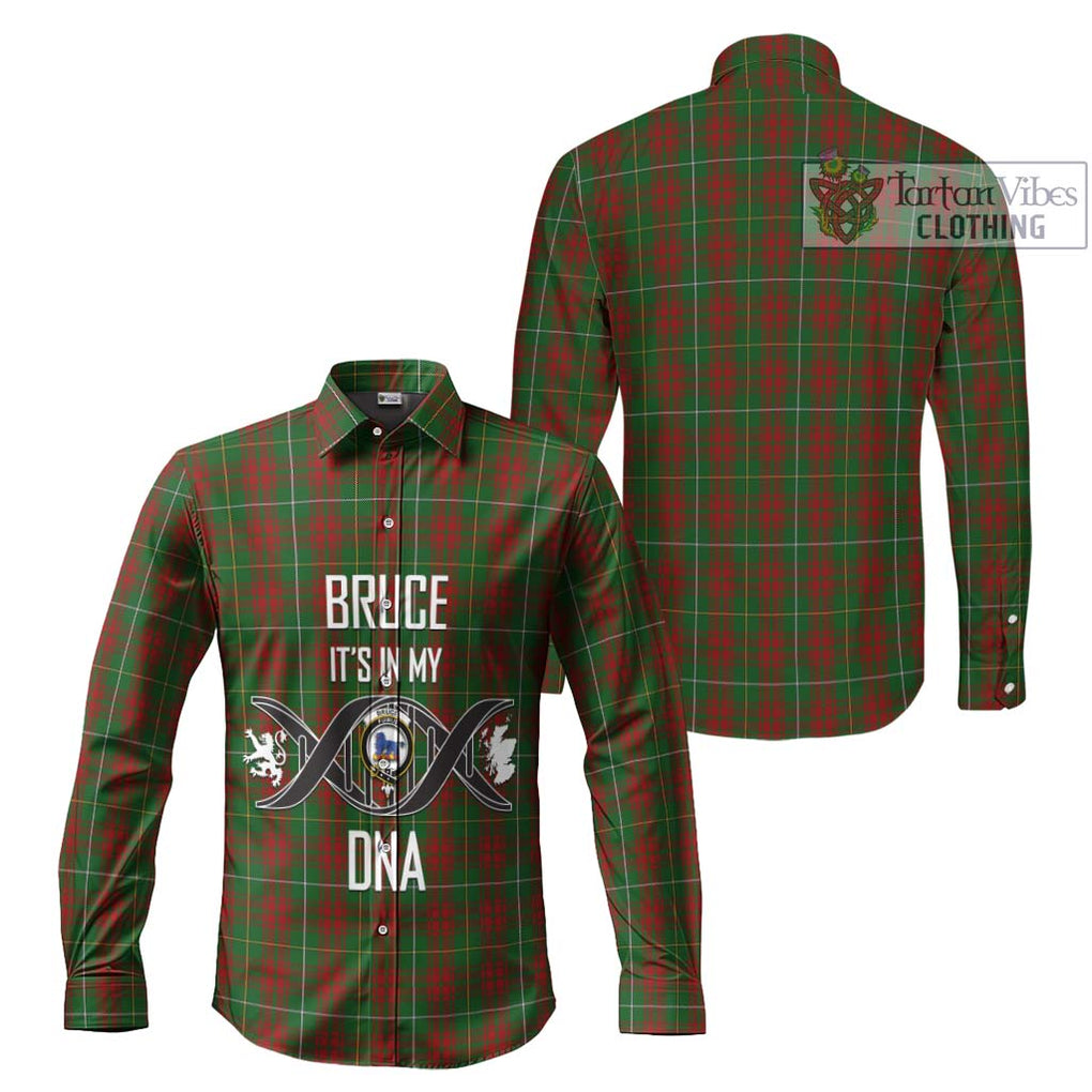 Bruce Hunting Tartan Long Sleeve Button Shirt with Family Crest DNA In Me Style Men's Shirt - Tartanvibesclothing Shop