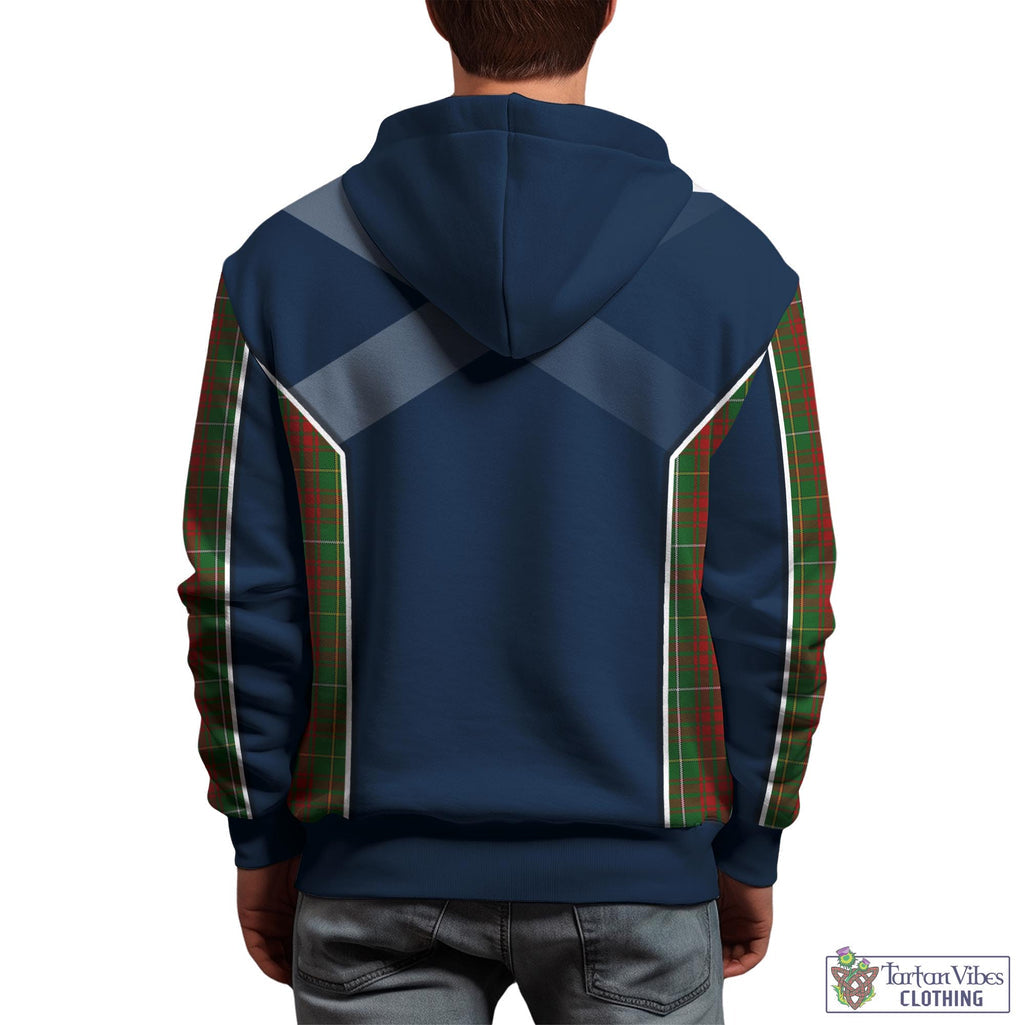 Tartan Vibes Clothing Bruce Hunting Tartan Hoodie with Family Crest and Scottish Thistle Vibes Sport Style