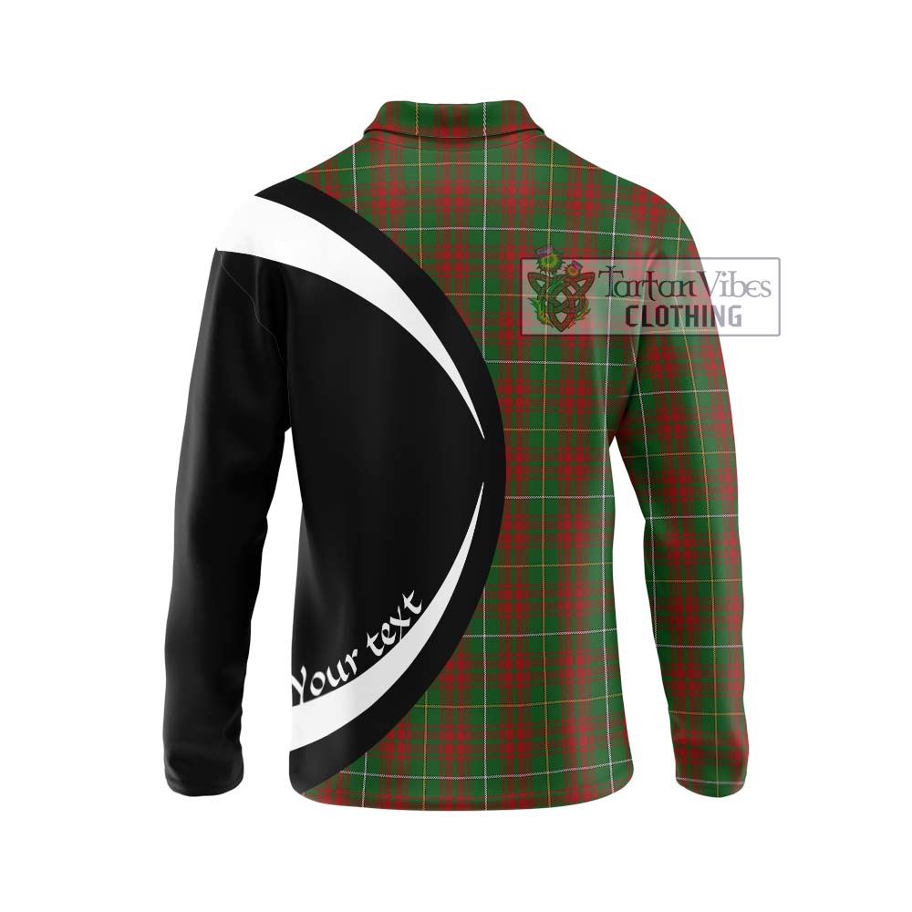 Bruce Hunting Tartan Long Sleeve Polo Shirt with Family Crest Circle Style - Tartan Vibes Clothing