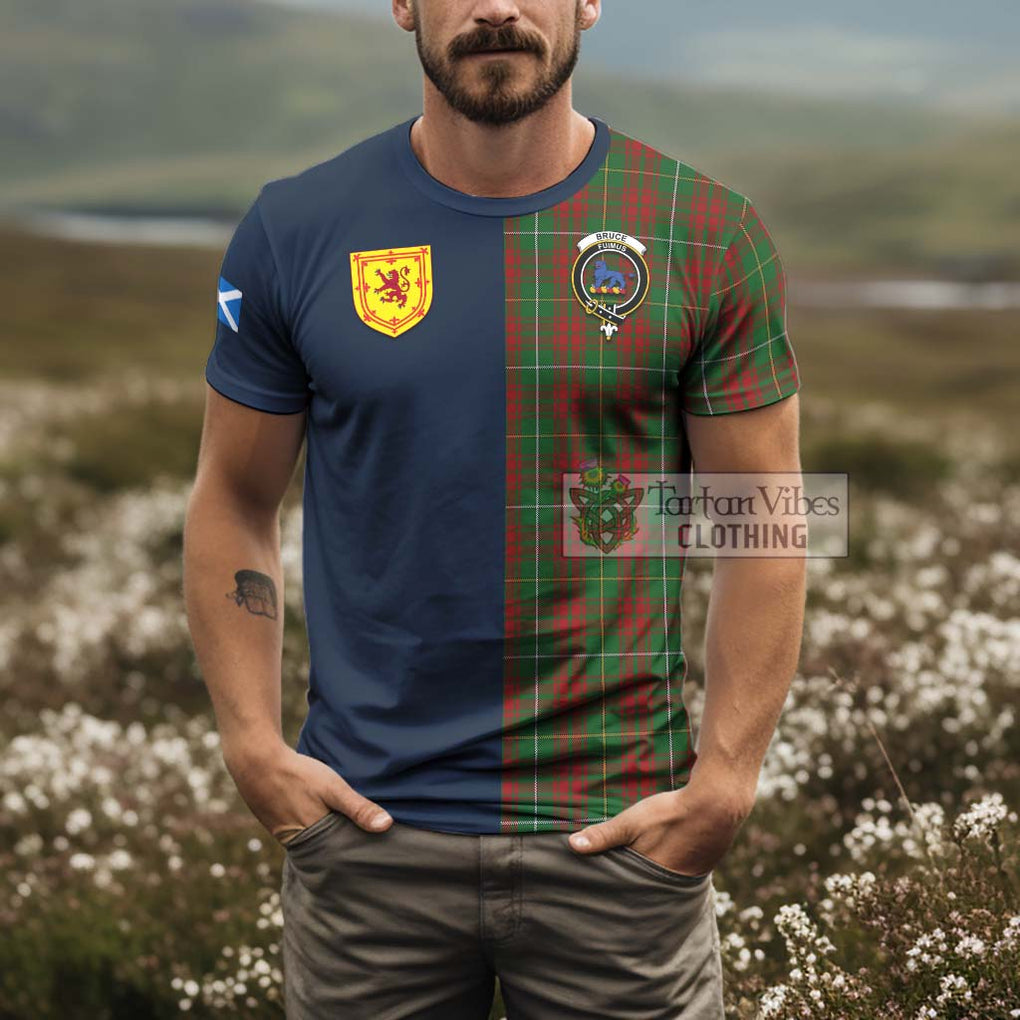 Tartan Vibes Clothing Bruce Hunting Tartan T-Shirt Alba with Scottish Lion Royal Arm Half Style