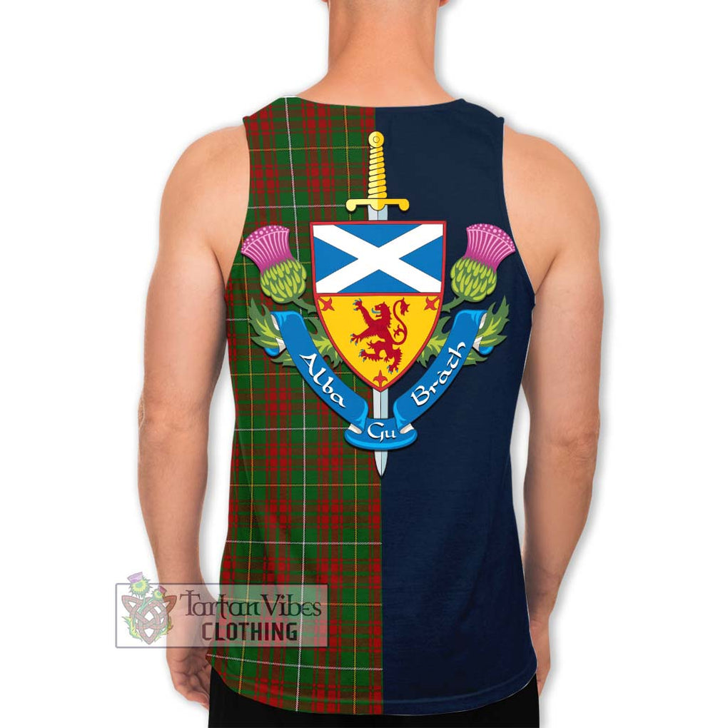 Tartan Vibes Clothing Bruce Hunting Tartan Men's Tank Top with Scottish Lion Royal Arm Half Style