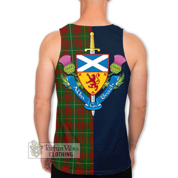 Bruce Hunting Tartan Men's Tank Top Alba with Scottish Lion Royal Arm Half Style