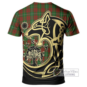 Bruce Hunting Tartan T-Shirt with Family Crest Celtic Wolf Style