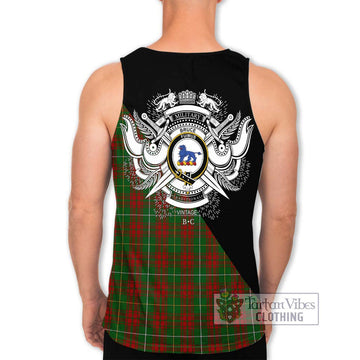 Bruce Hunting Tartan Men's Tank Top with Family Crest and Military Logo Style