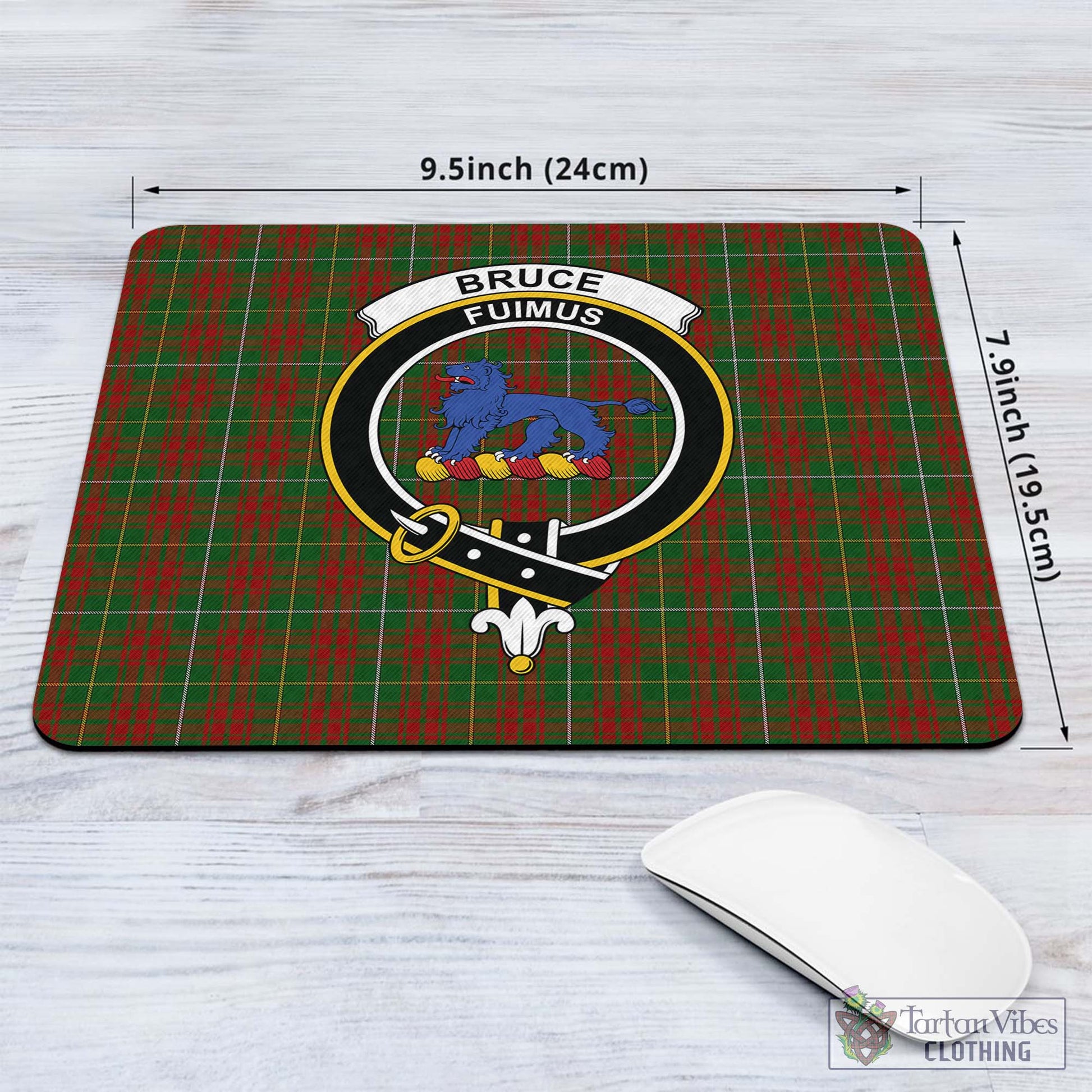 Tartan Vibes Clothing Bruce Hunting Tartan Mouse Pad with Family Crest