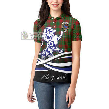 Bruce Hunting Tartan Women's Polo Shirt with Alba Gu Brath Regal Lion Emblem