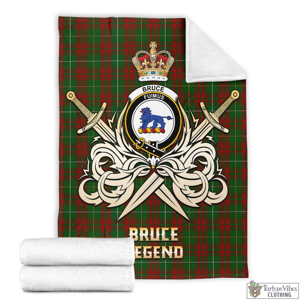 Tartan Vibes Clothing Bruce Hunting Tartan Blanket with Clan Crest and the Golden Sword of Courageous Legacy