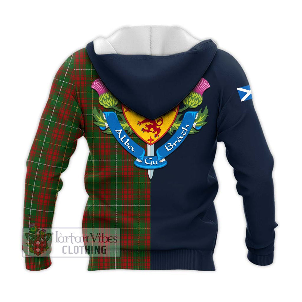 Tartan Vibes Clothing Bruce Hunting Tartan Knitted Hoodie with Scottish Lion Royal Arm Half Style