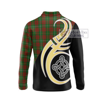 Bruce Hunting Tartan Long Sleeve Polo Shirt with Family Crest and Celtic Symbol Style