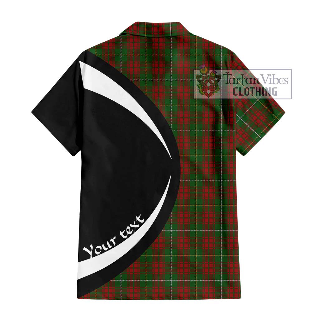 Bruce Hunting Tartan Short Sleeve Button Up with Family Crest Circle Style - Tartan Vibes Clothing