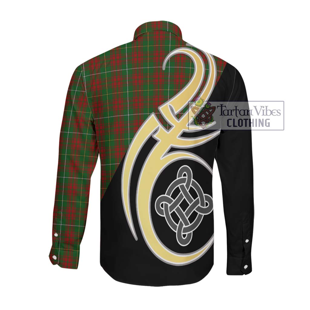 Bruce Hunting Tartan Long Sleeve Button Shirt with Family Crest and Celtic Symbol Style Men's Shirt - Tartan Vibes Clothing