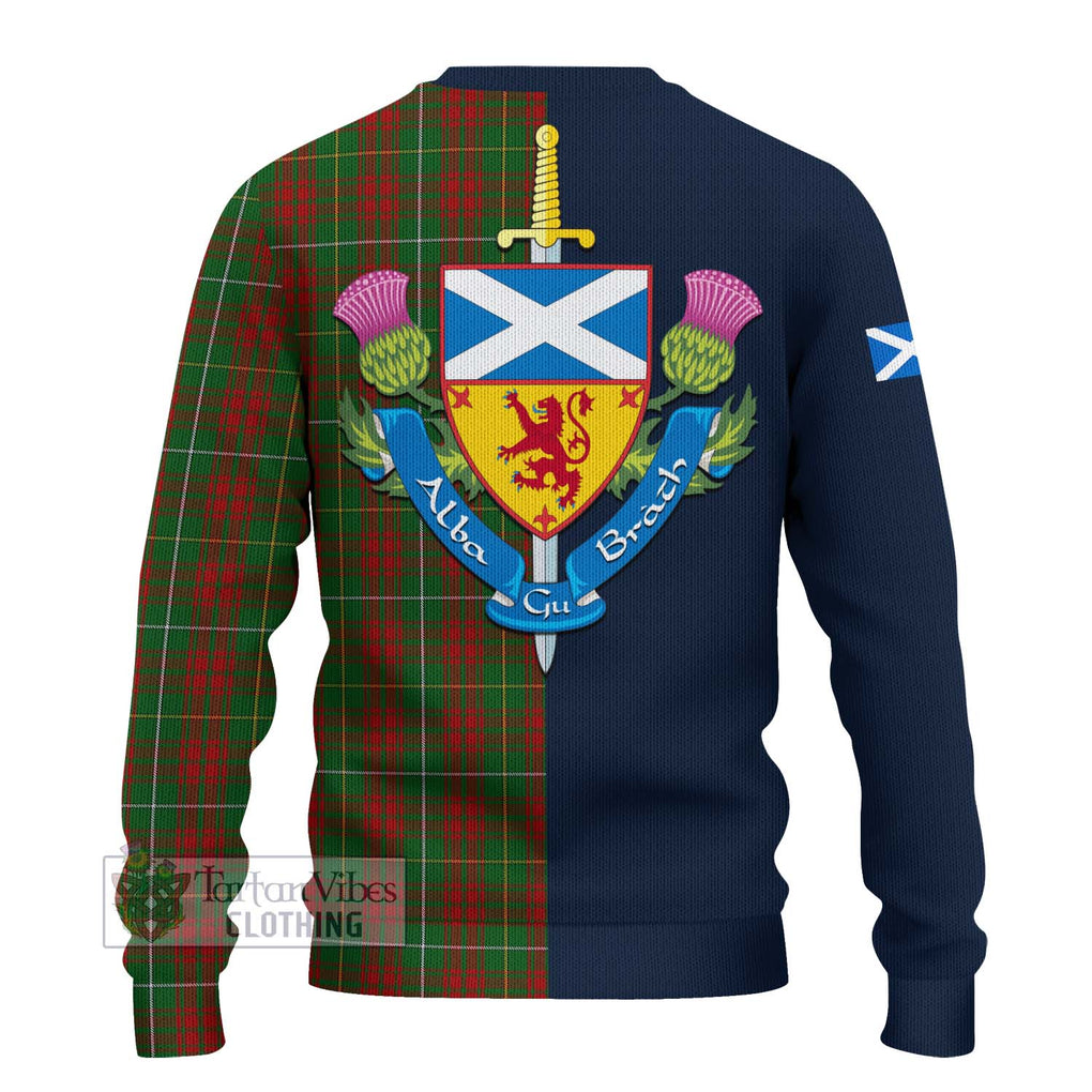 Tartan Vibes Clothing Bruce Hunting Tartan Knitted Sweater with Scottish Lion Royal Arm Half Style