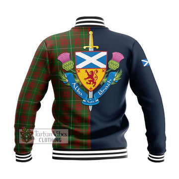 Bruce Hunting Tartan Baseball Jacket Alba with Scottish Lion Royal Arm Half Style