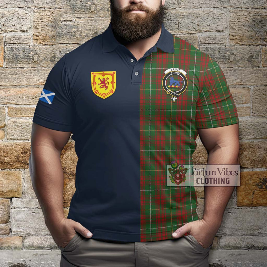 Tartan Vibes Clothing Bruce Hunting Tartan Polo Shirt with Scottish Lion Royal Arm Half Style