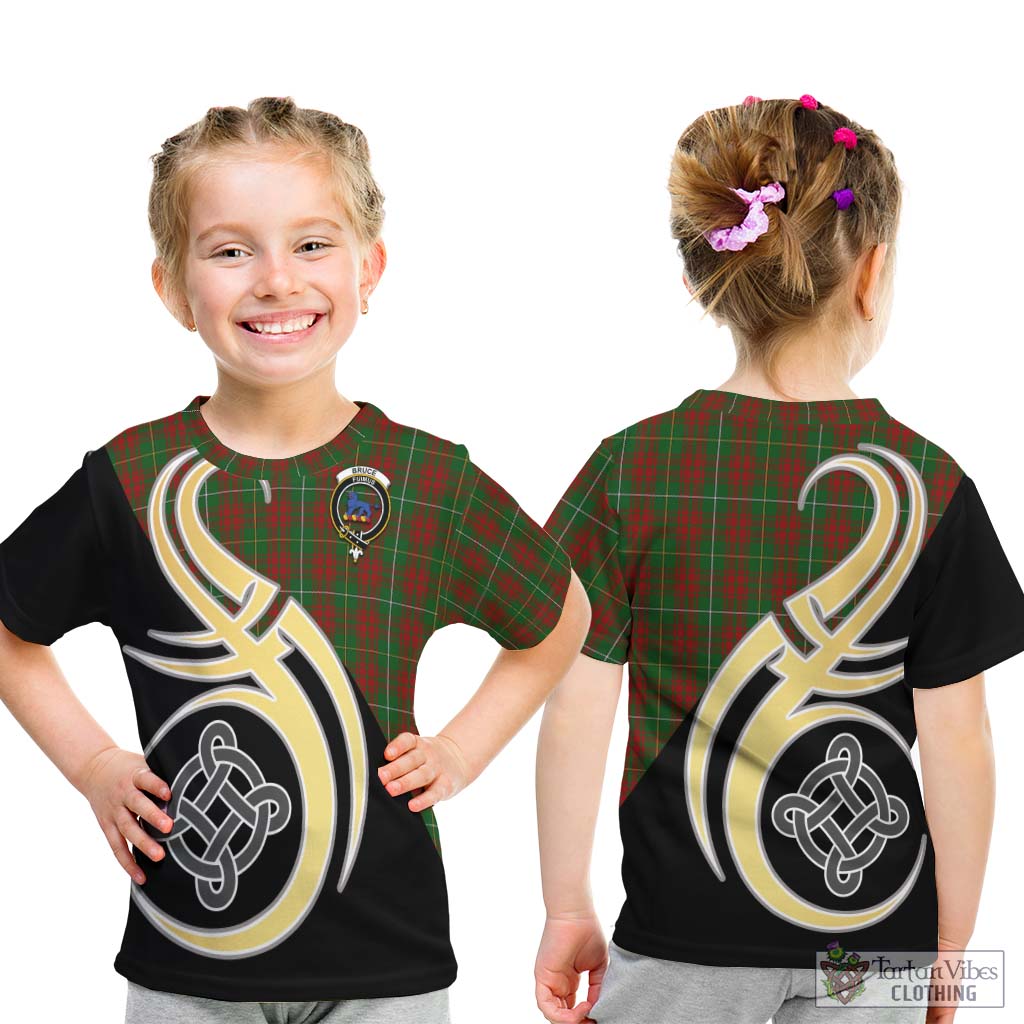 Bruce Hunting Tartan Kid T-Shirt with Family Crest and Celtic Symbol Style - Tartan Vibes Clothing