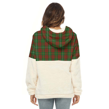 Bruce Hunting Tartan Women's Borg Fleece Hoodie With Half Zip with Family Crest