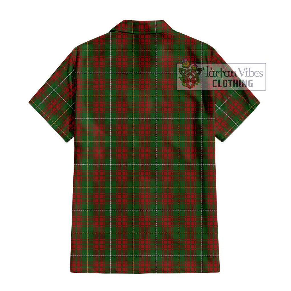 Bruce Hunting Tartan Short Sleeve Button Shirt with Family Crest DNA In Me Style - Tartanvibesclothing Shop