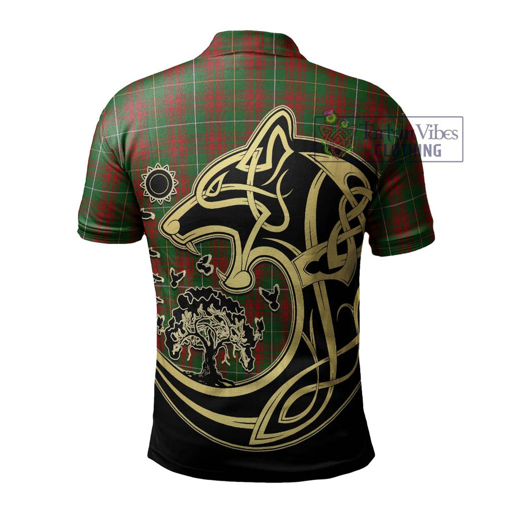 Bruce Hunting Tartan Polo Shirt with Family Crest Celtic Wolf Style - Tartanvibesclothing Shop