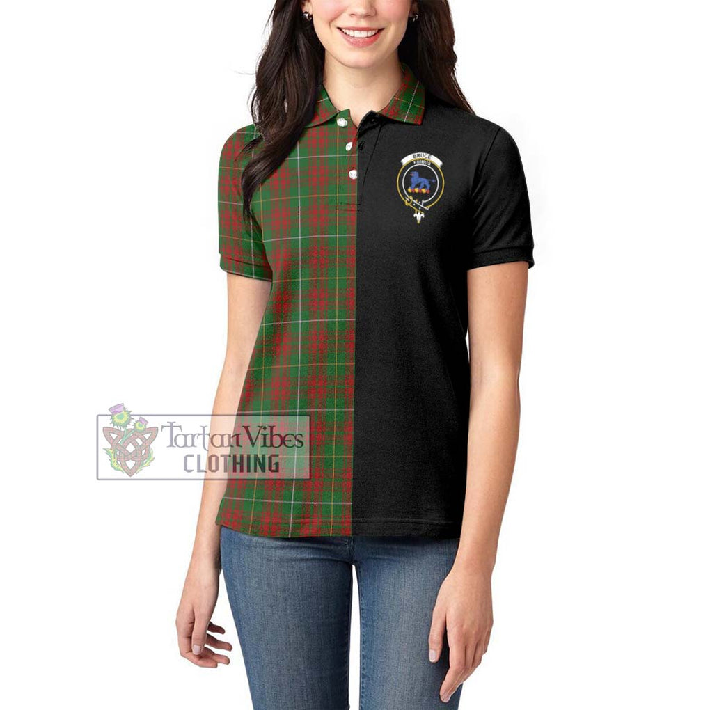 Bruce Hunting Tartan Women's Polo Shirt with Family Crest and Half Of Me Style - Tartanvibesclothing Shop