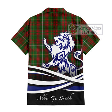 Bruce Hunting Tartan Short Sleeve Button Shirt with Alba Gu Brath Regal Lion Emblem