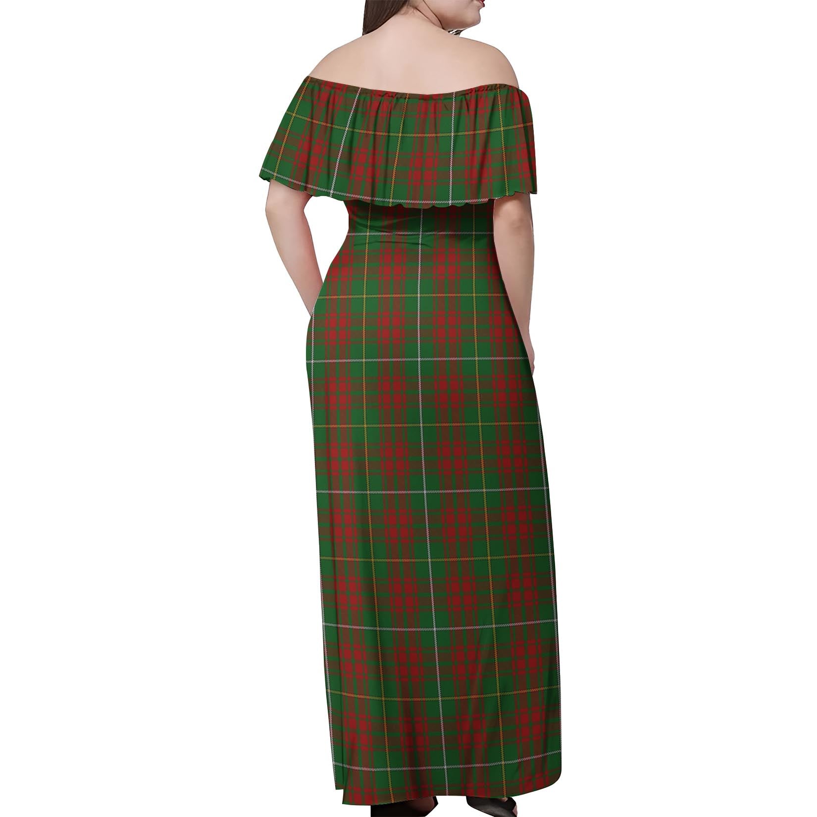 Bruce Hunting Tartan Off Shoulder Long Dress - Tartanvibesclothing