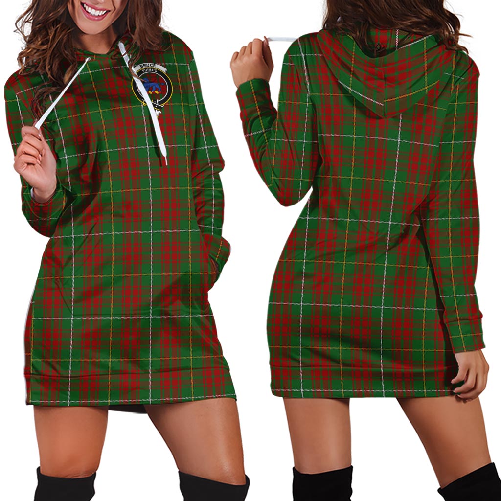 Bruce Hunting Tartan Hoodie Dress with Family Crest - Tartan Vibes Clothing