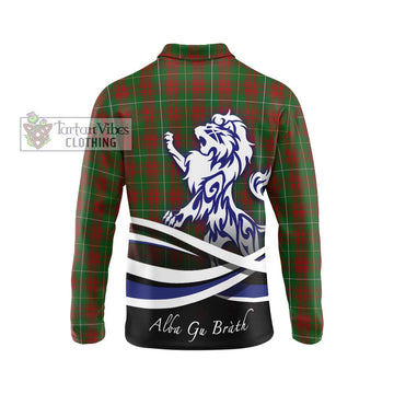 Bruce Hunting Tartan Long Sleeve Polo Shirt with Alba Gu Brath Regal Lion Emblem