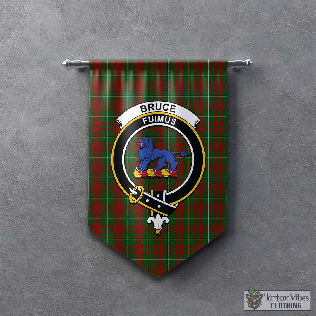 Tartan Vibes Clothing Bruce Hunting Tartan Gonfalon, Tartan Banner with Family Crest