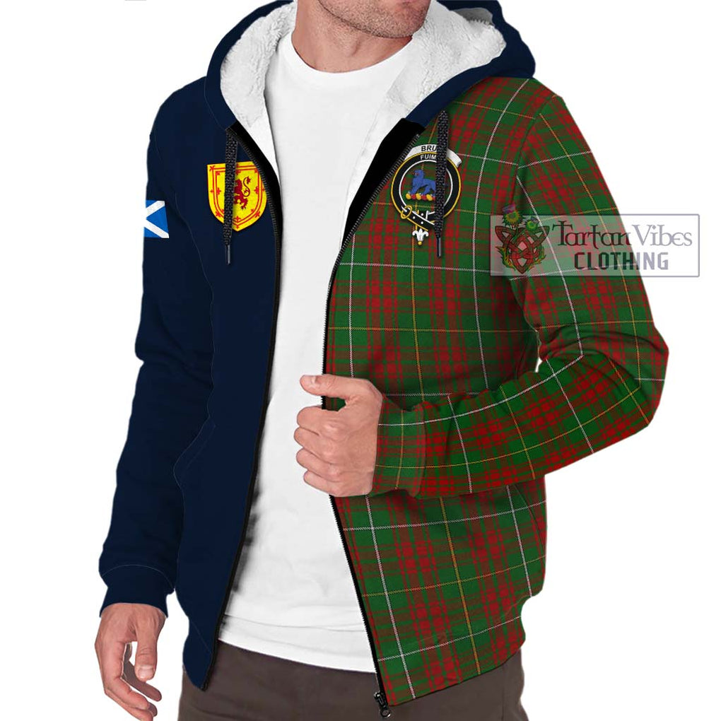 Tartan Vibes Clothing Bruce Hunting Tartan Sherpa Hoodie with Scottish Lion Royal Arm Half Style