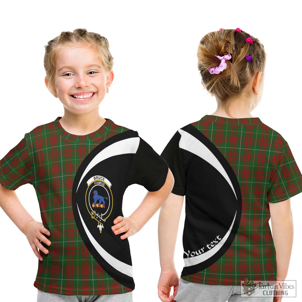 Bruce Hunting Tartan Kid T-Shirt with Family Crest Circle Style - Tartan Vibes Clothing