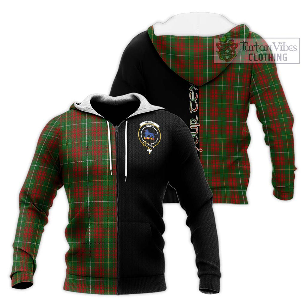 Bruce Hunting Tartan Knitted Hoodie with Family Crest and Half Of Me Style Unisex Knitted Zip Hoodie - Tartanvibesclothing Shop