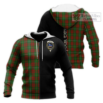 Bruce Hunting Tartan Knitted Hoodie with Family Crest and Half Of Me Style