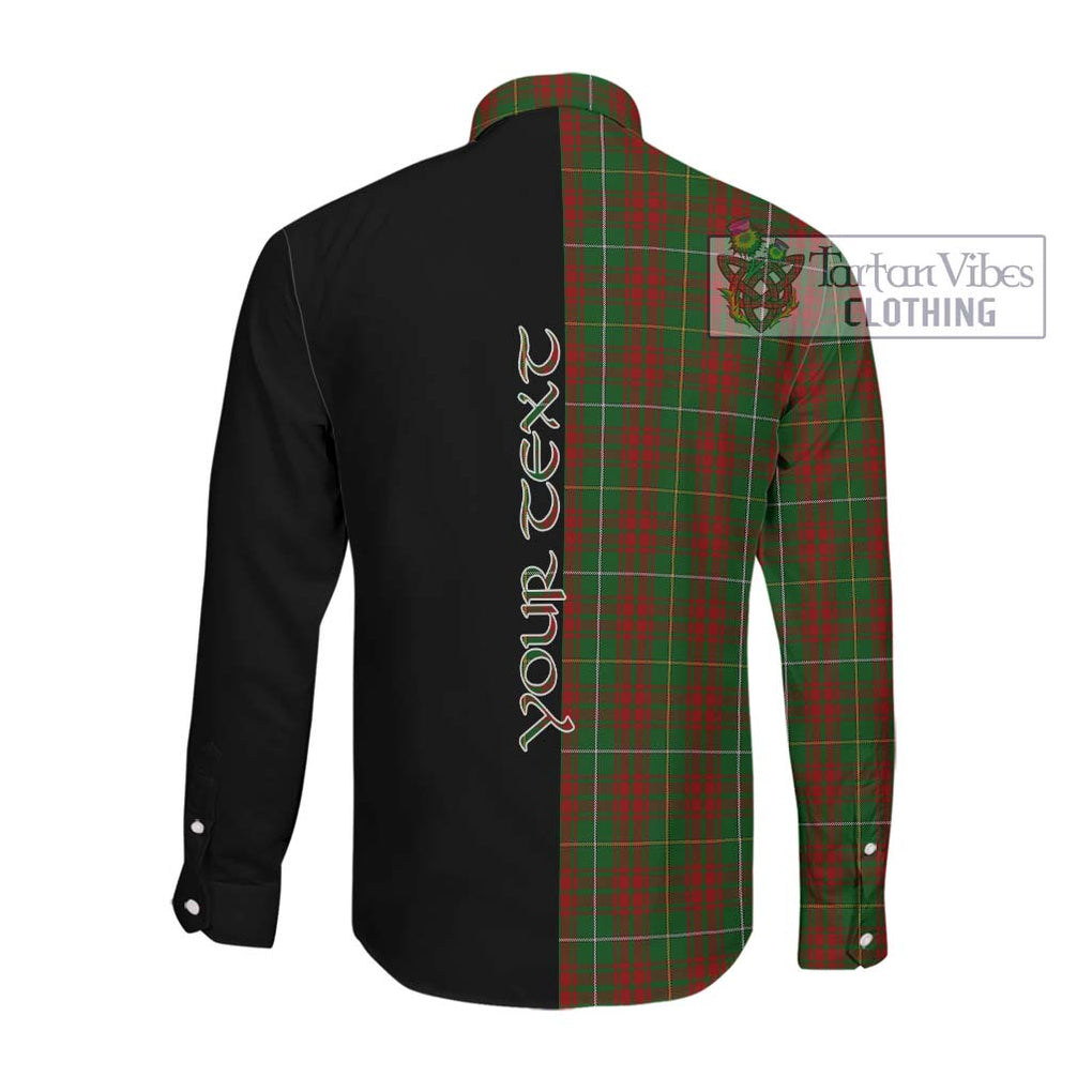 Bruce Hunting Tartan Long Sleeve Button Shirt with Family Crest and Half Of Me Style Men's Shirt - Tartanvibesclothing Shop