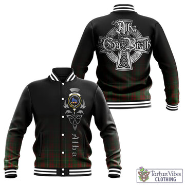 Bruce Hunting Tartan Baseball Jacket Featuring Alba Gu Brath Family Crest Celtic Inspired