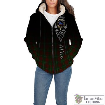 Bruce Hunting Tartan Sherpa Hoodie Featuring Alba Gu Brath Family Crest Celtic Inspired