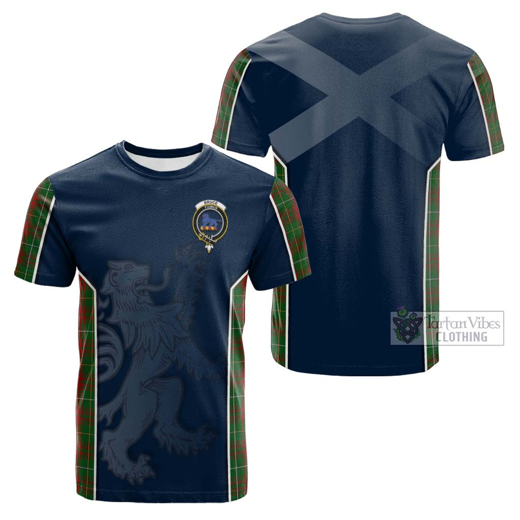 Tartan Vibes Clothing Bruce Hunting Tartan Cotton T-shirt with Family Crest and Lion Rampant Vibes Sport Style