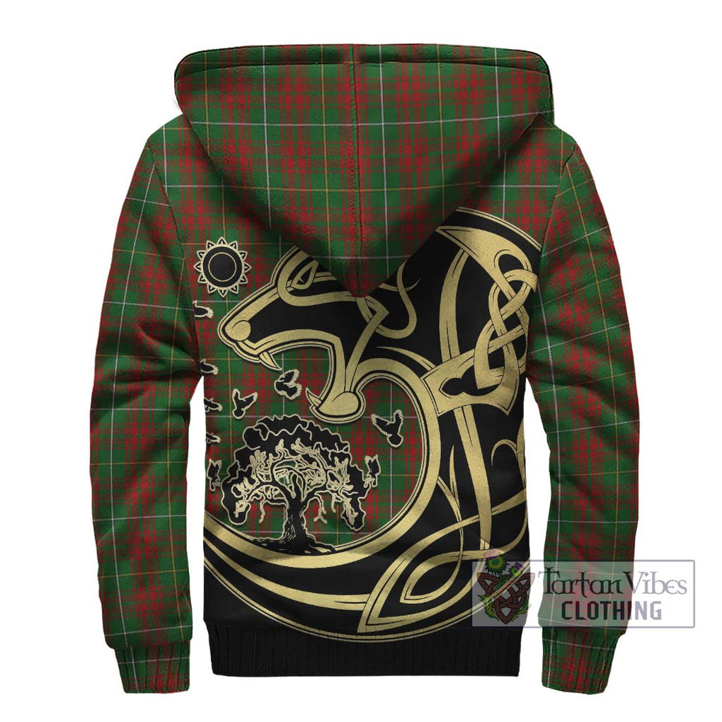 Bruce Hunting Tartan Sherpa Hoodie with Family Crest Celtic Wolf Style - Tartan Vibes Clothing