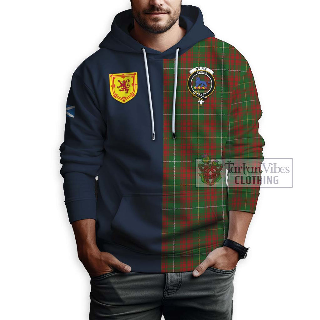 Tartan Vibes Clothing Bruce Hunting Tartan Hoodie with Scottish Lion Royal Arm Half Style