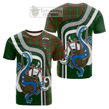 Bruce Hunting Tartan Cotton T-shirt with Epic Bagpipe Style