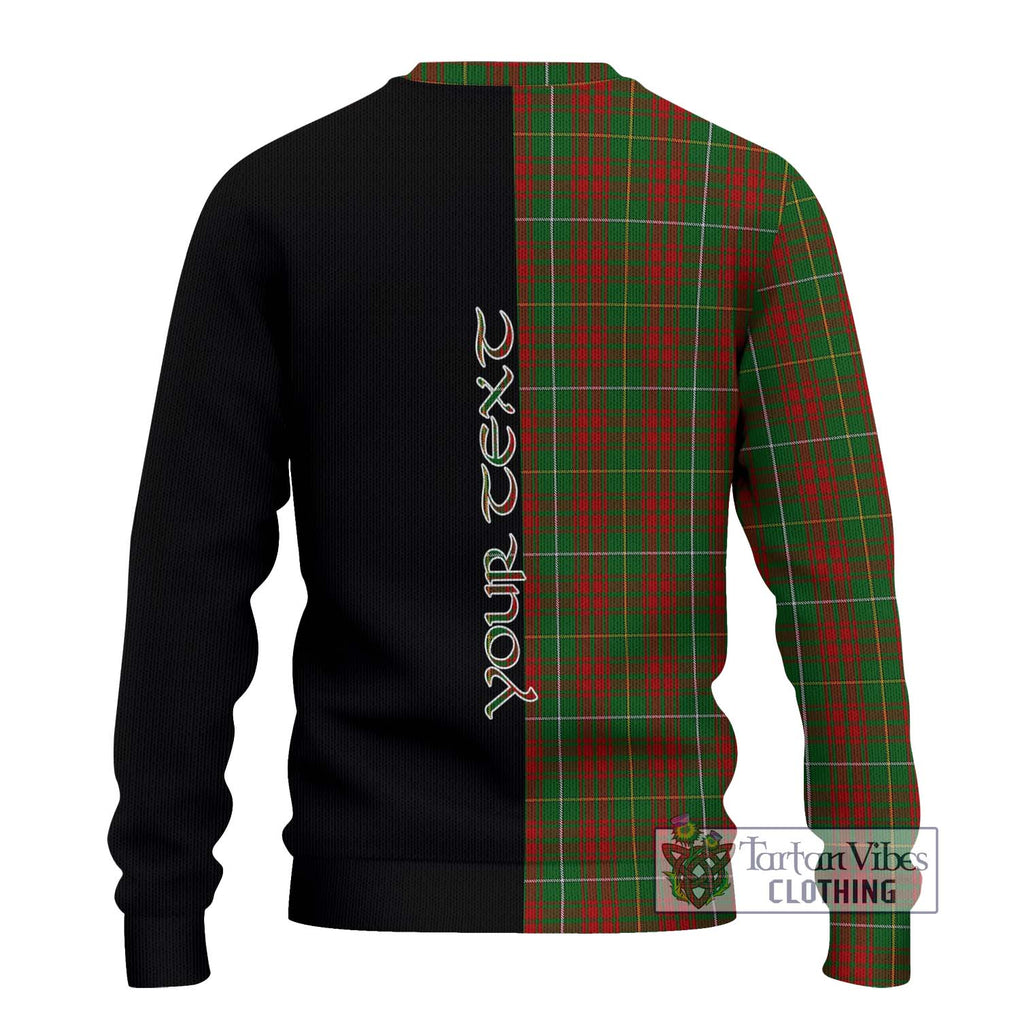 Bruce Hunting Tartan Knitted Sweater with Family Crest and Half Of Me Style - Tartanvibesclothing Shop