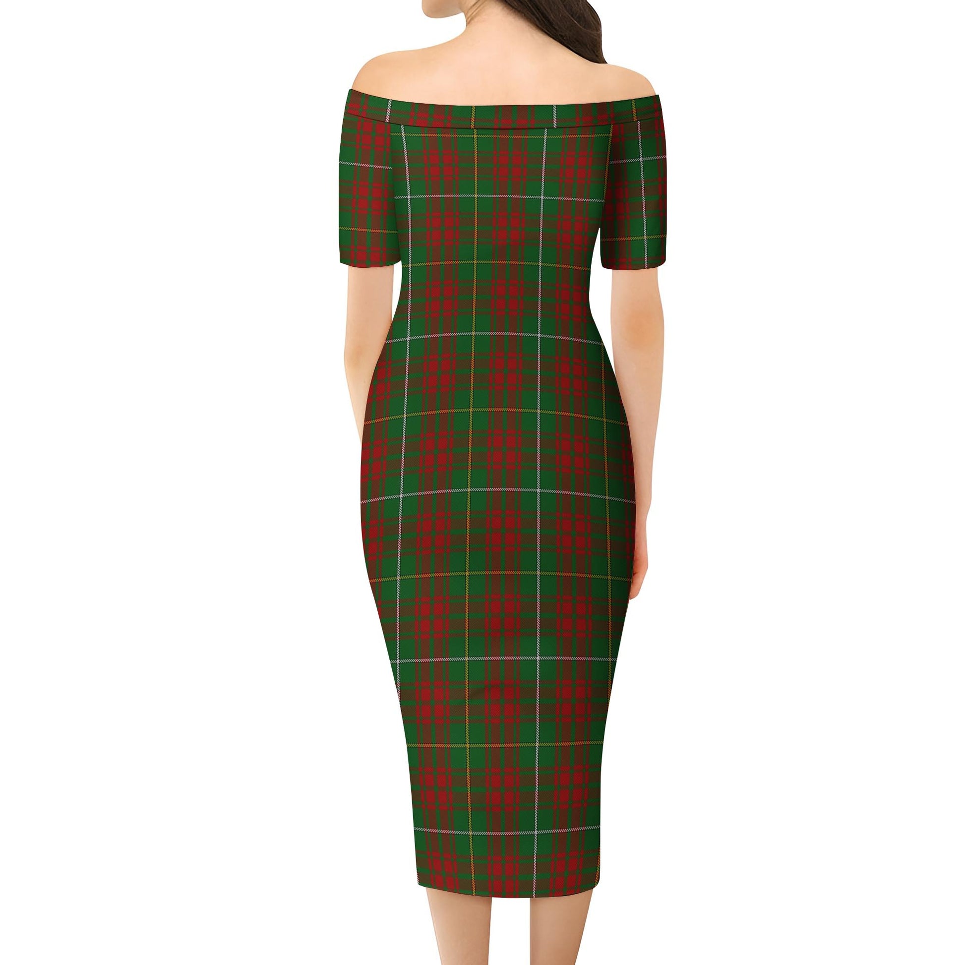 Bruce Hunting Tartan Off Shoulder Lady Dress - Tartanvibesclothing