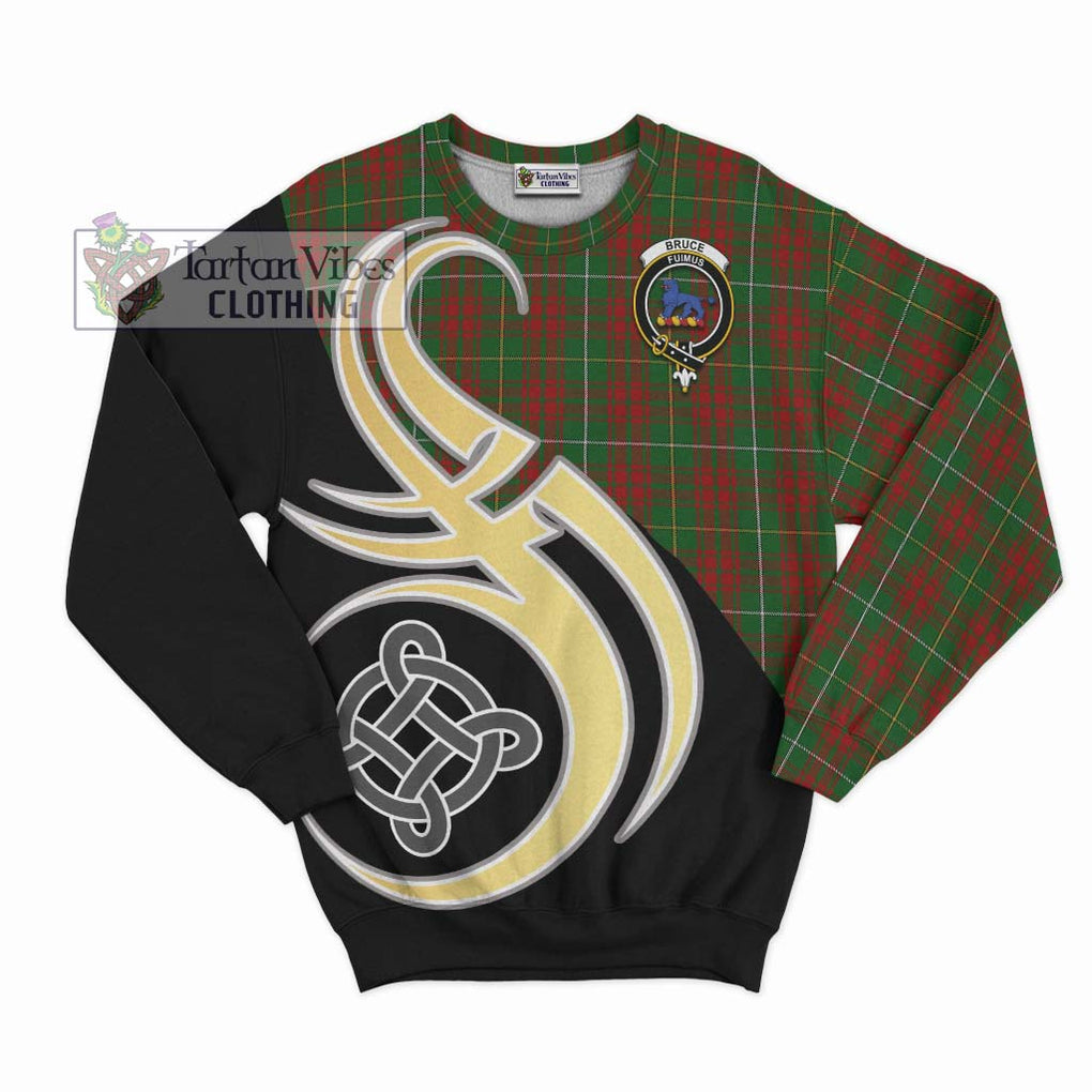 Bruce Hunting Tartan Sweatshirt with Family Crest and Celtic Symbol Style - Tartan Vibes Clothing