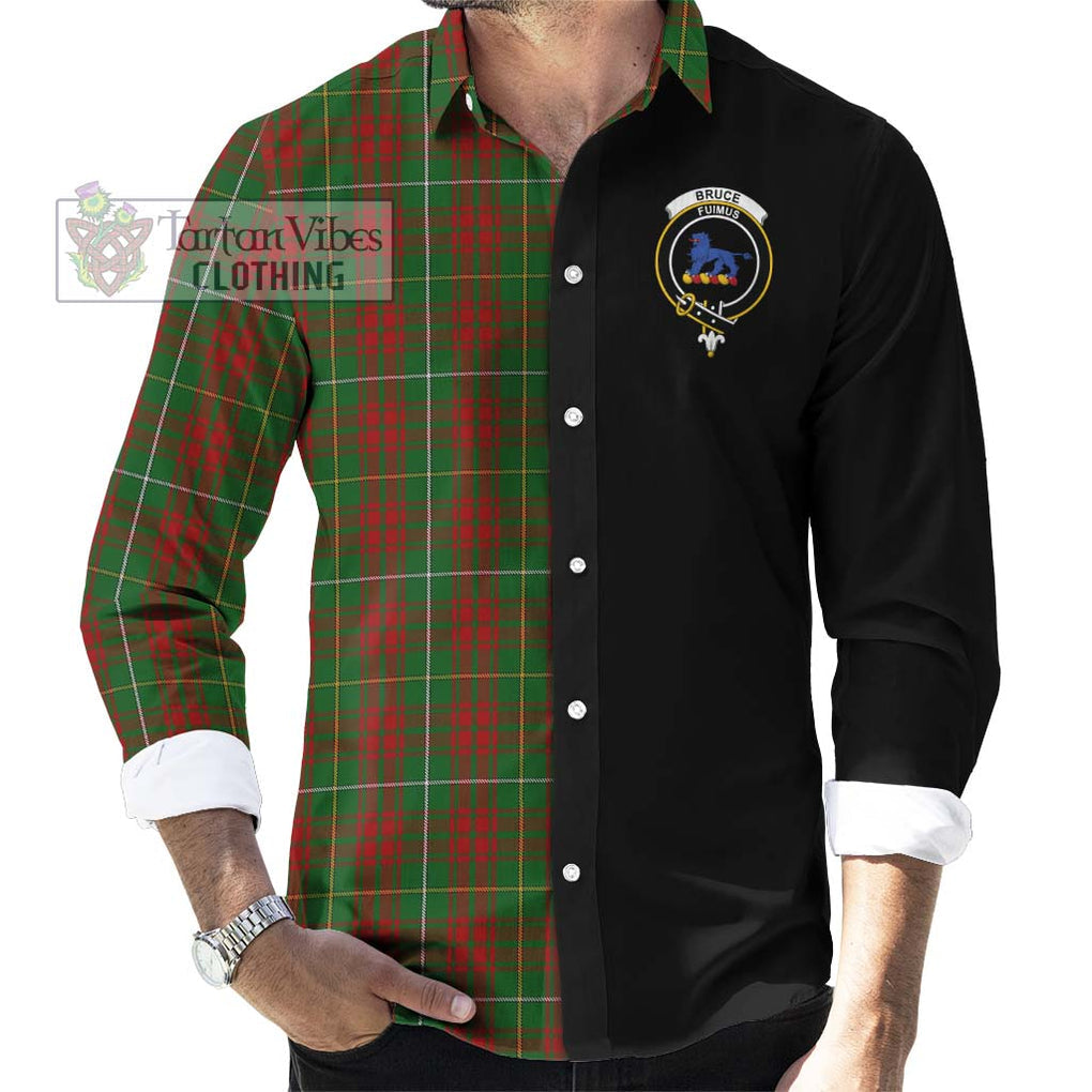 Bruce Hunting Tartan Long Sleeve Button Shirt with Family Crest and Half Of Me Style - Tartanvibesclothing Shop