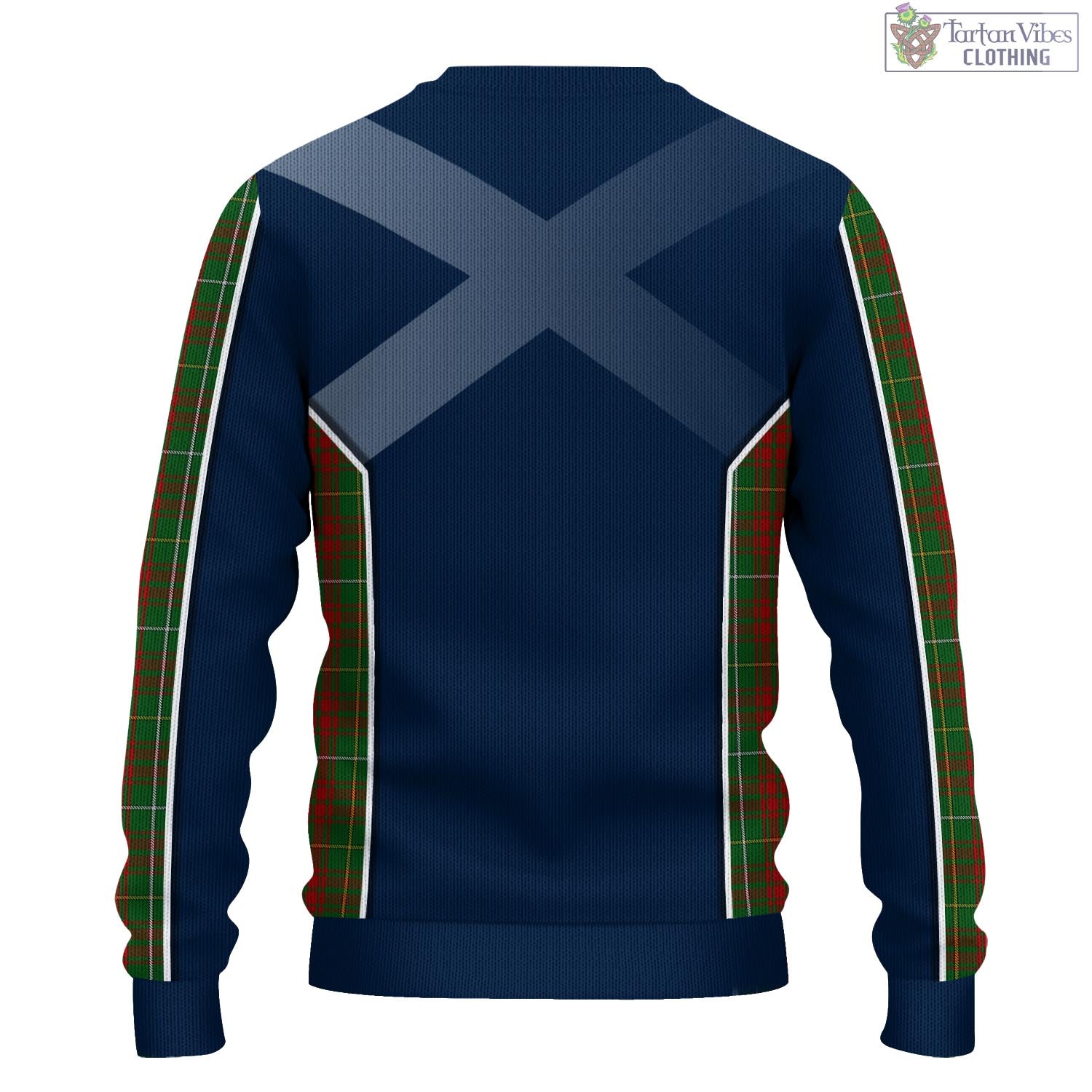 Tartan Vibes Clothing Bruce Hunting Tartan Knitted Sweatshirt with Family Crest and Scottish Thistle Vibes Sport Style