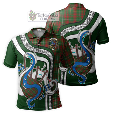 Bruce Hunting Tartan Polo Shirt with Epic Bagpipe Style