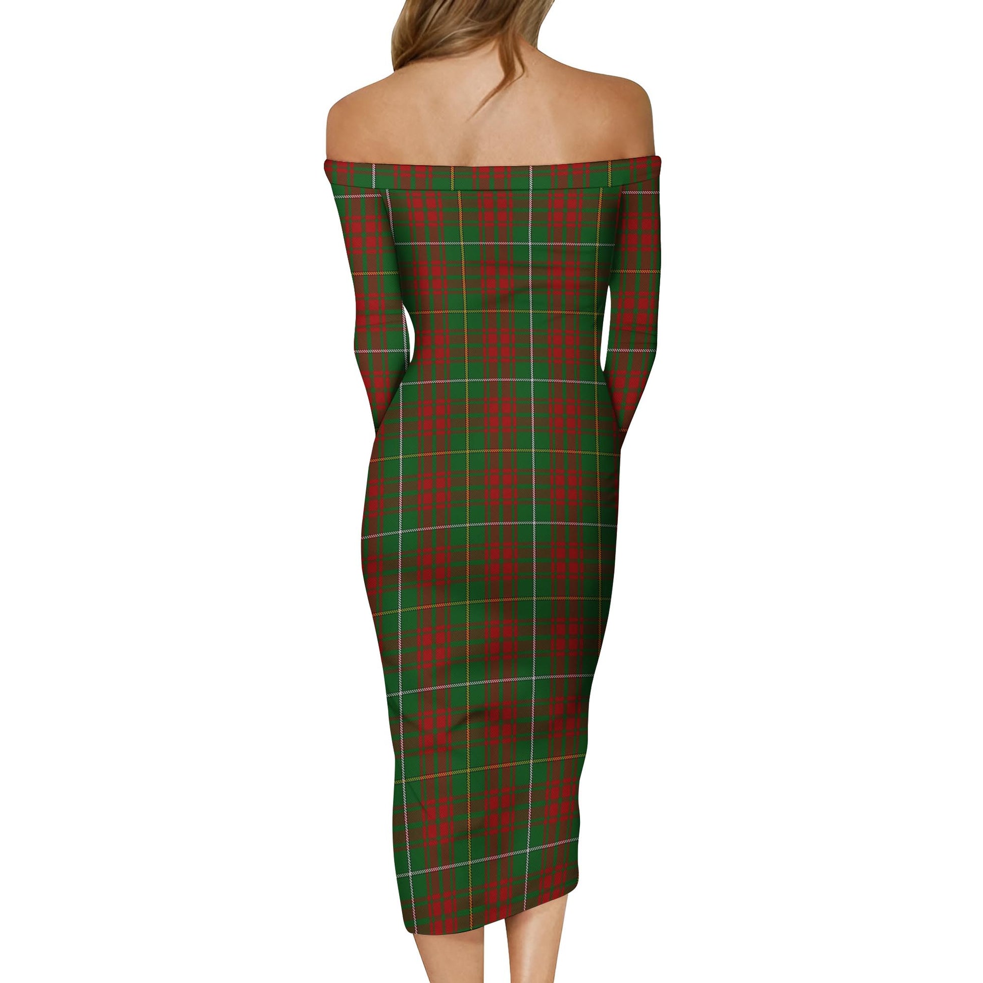 Bruce Hunting Tartan Off Shoulder Lady Dress - Tartanvibesclothing