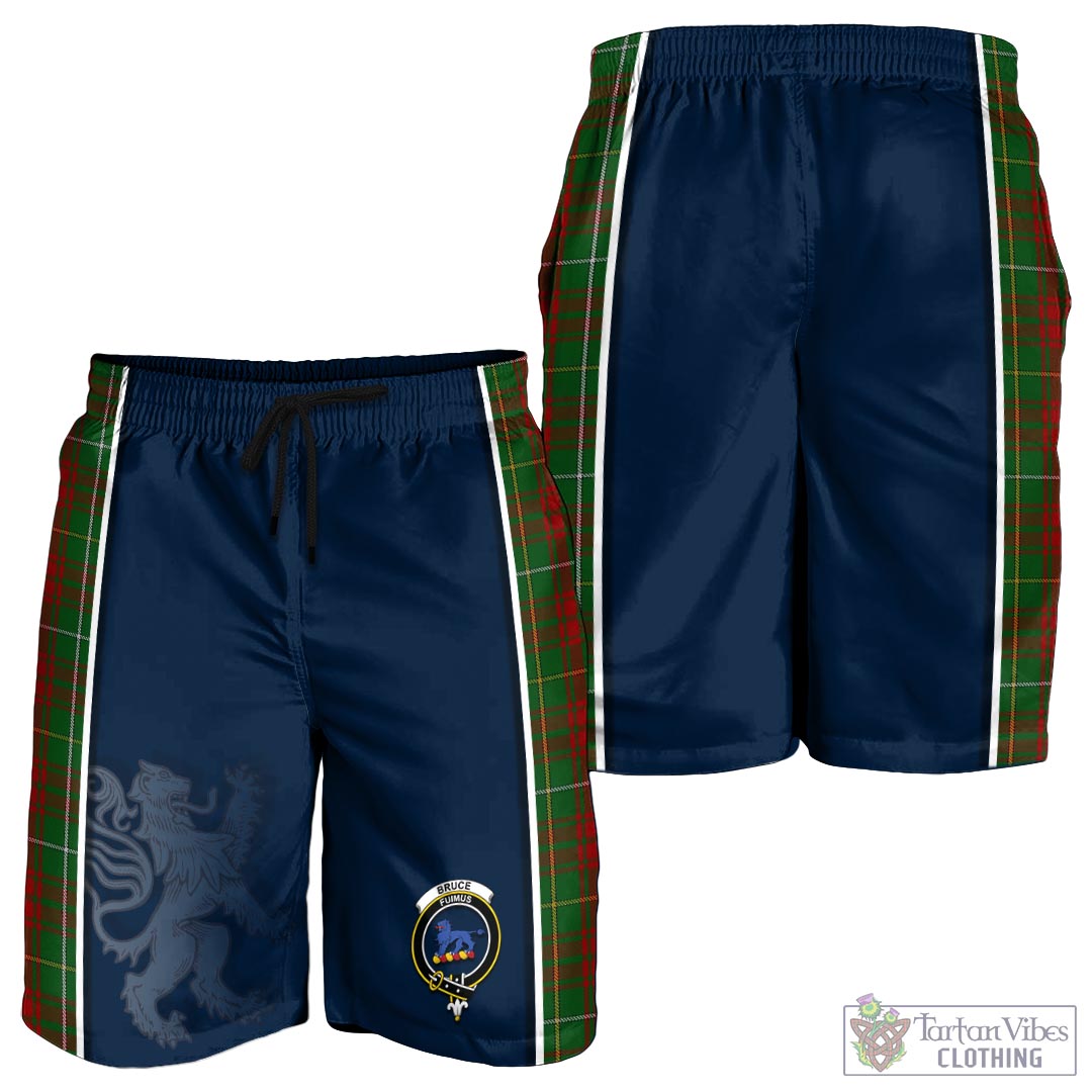 Tartan Vibes Clothing Bruce Hunting Tartan Men's Shorts with Family Crest and Lion Rampant Vibes Sport Style