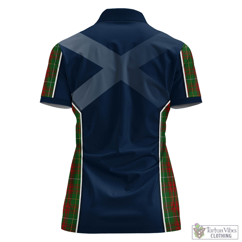 Tartan Vibes Clothing Bruce Hunting Tartan Women's Polo Shirt with Family Crest and Lion Rampant Vibes Sport Style