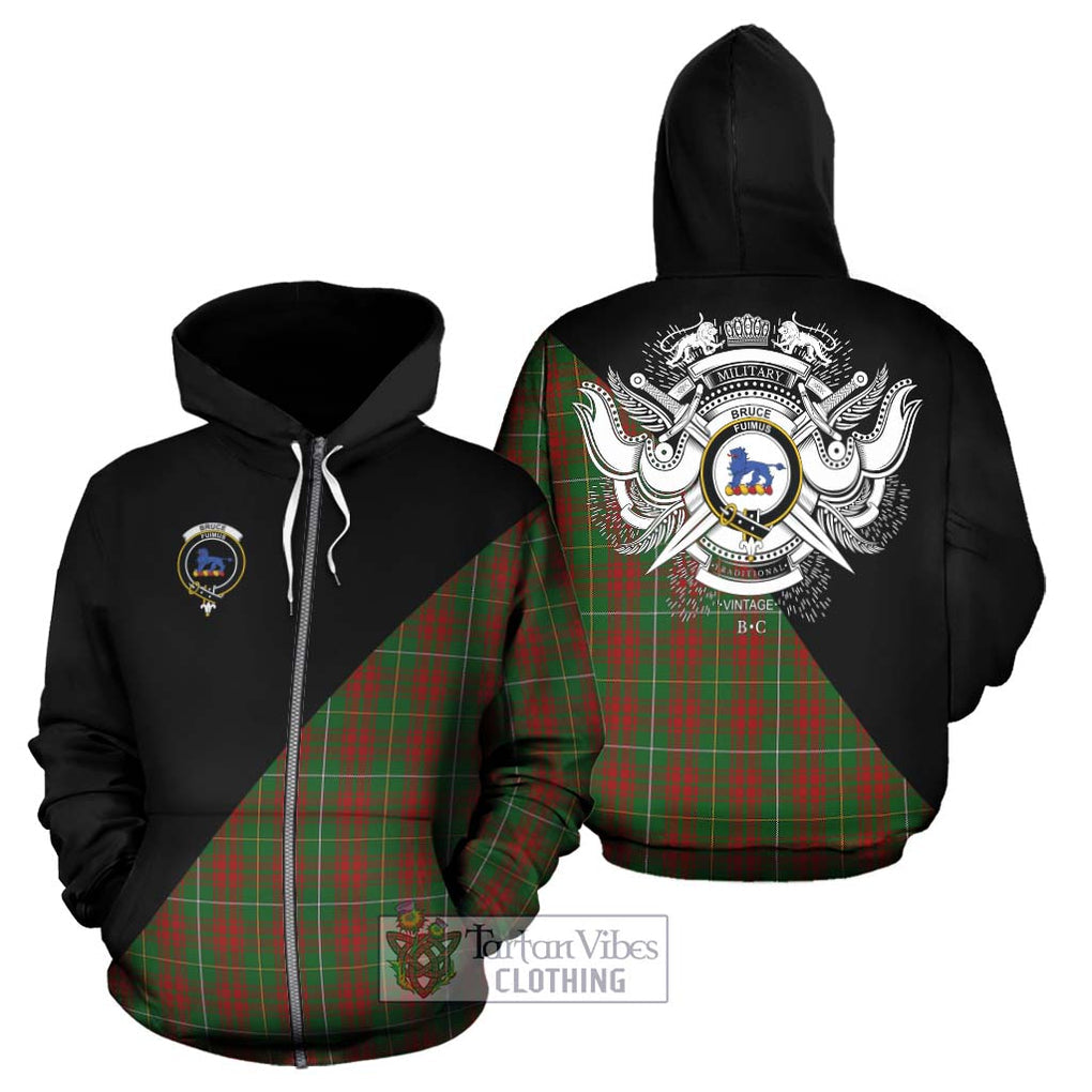 Bruce Hunting Tartan Hoodie with Family Crest and Military Logo Style - Tartanvibesclothing Shop